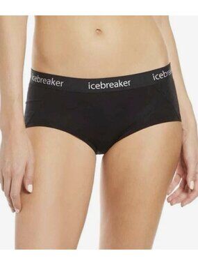 Icebreaker Women's Sprite Hot Pants Wool Blend Panties in Black Size XL